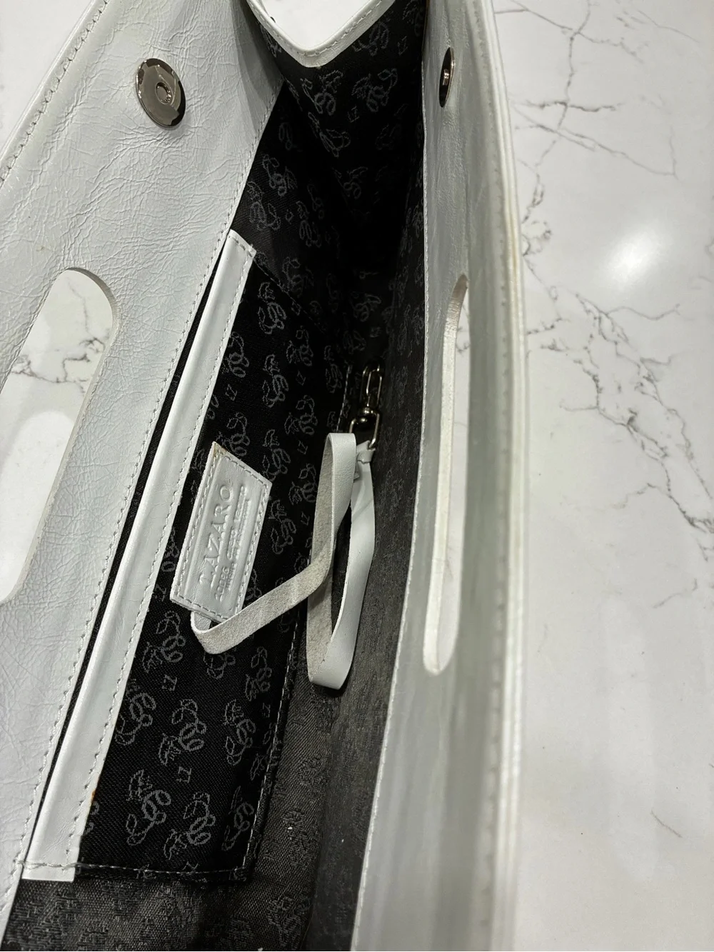Lazaro Argentinian White Cowhide Leather Cutout Architectural Oversized Clutch
